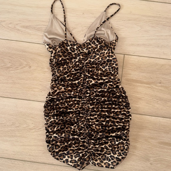 Leopard Print Ruched Mini Dress - Picture 3 of 5
